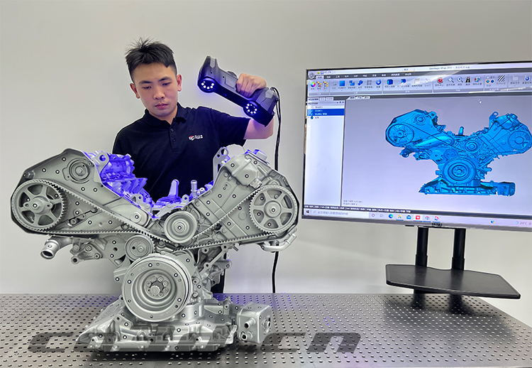 Three dimensional inspection of automobile engine