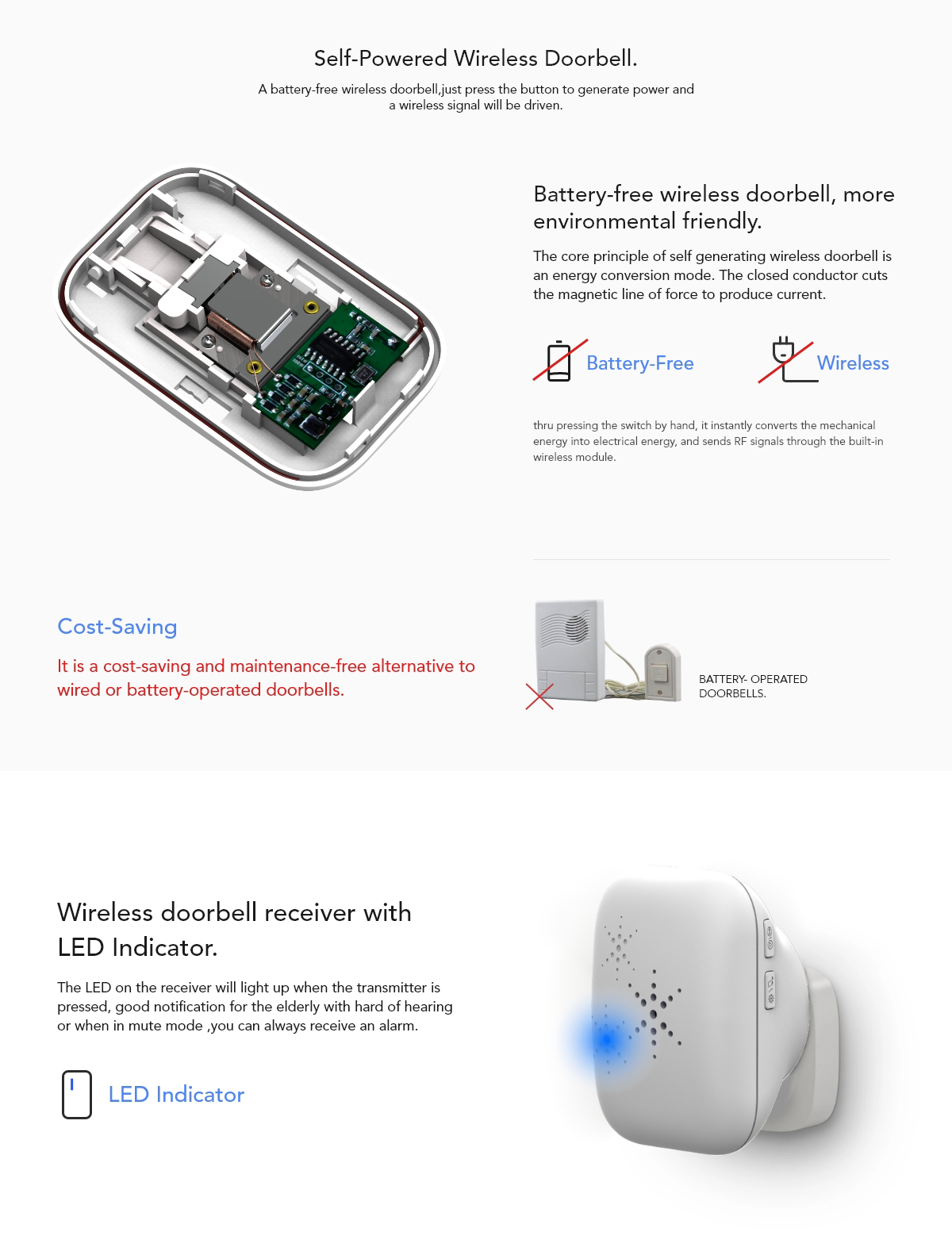 SWD2 Self-Powered Wireless Doorbell