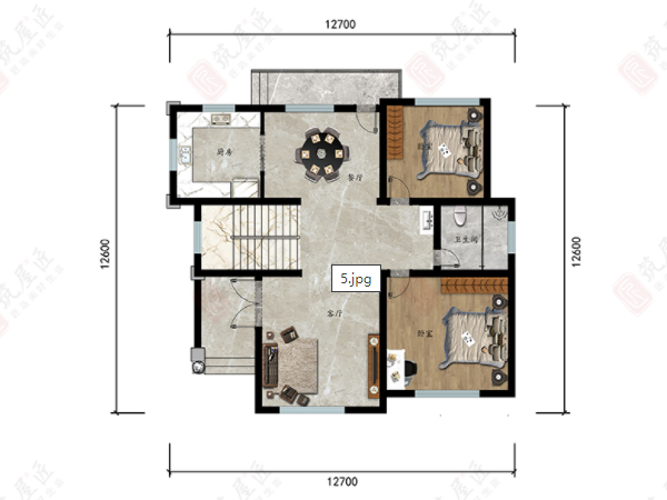 12×12米简欧2层别墅图纸分享，6室2厅3卫1厨，匠造美好生活