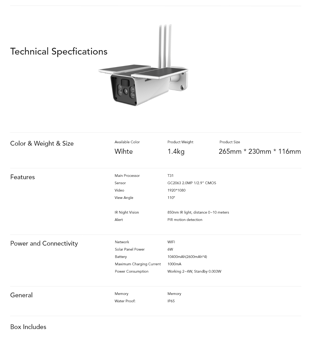 SC2 WIFI Outdoor Low Power Consumption Solar Camera