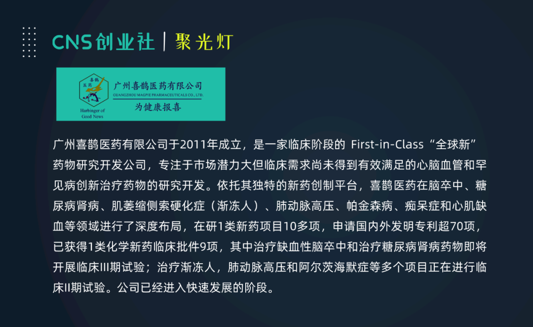 CNS聚光灯·05期 | 王玉强：喜鹊医药——专注心脑血管和线粒体疾病治疗领域