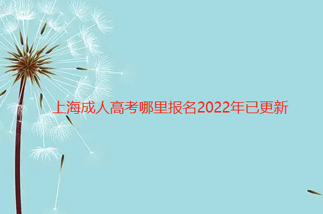 上海成人高考哪里报名2022年已更新