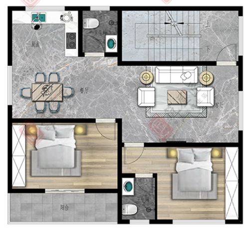 2商铺+5卧室，106平米三层现代别墅，造价经济，宜居宜业