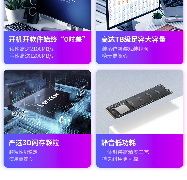 Lexar/雷克沙LNM610 M.2 NVMe PCle四通道固态硬盘ssd 