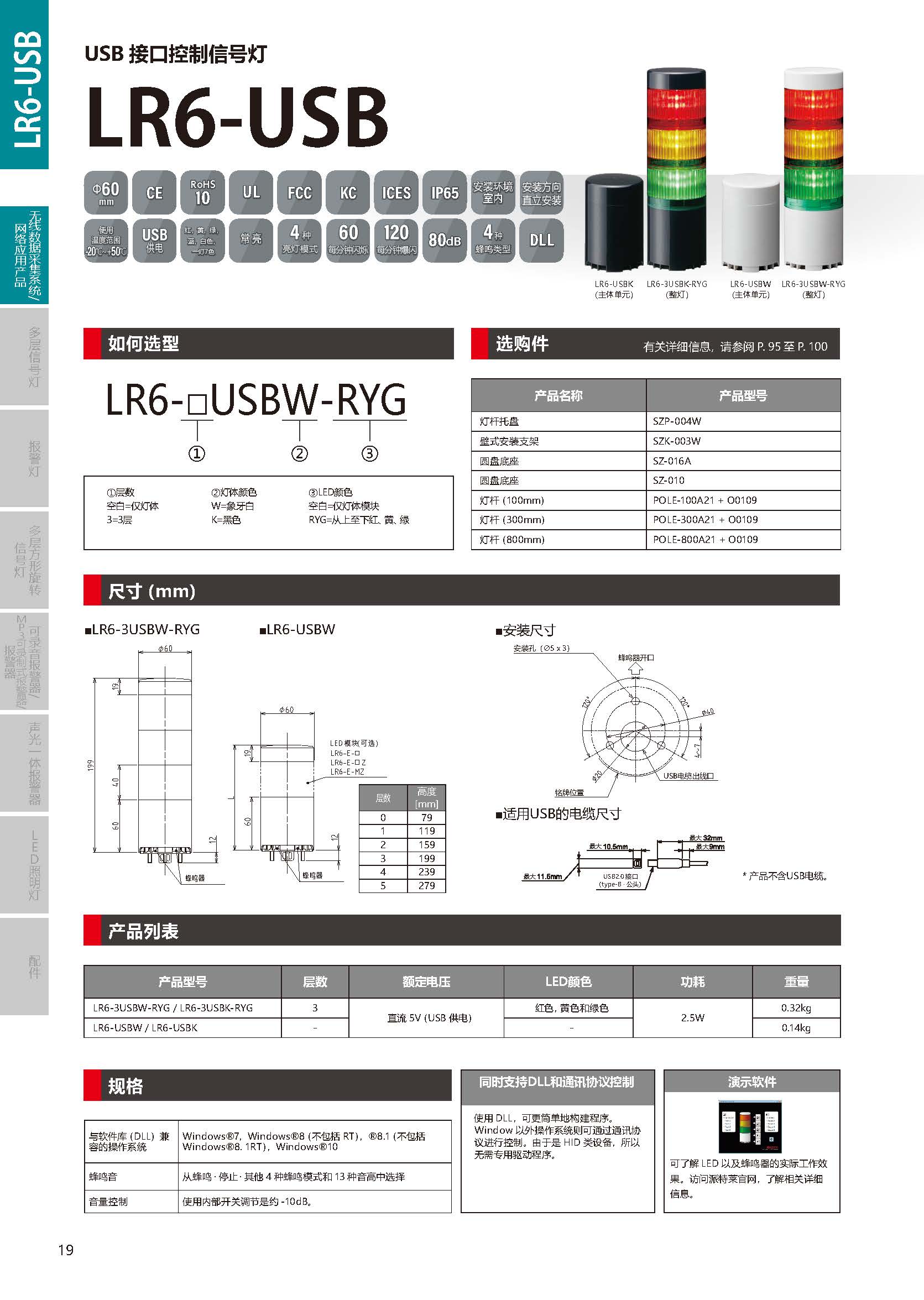 USB 接口控制信号灯LR6-USB