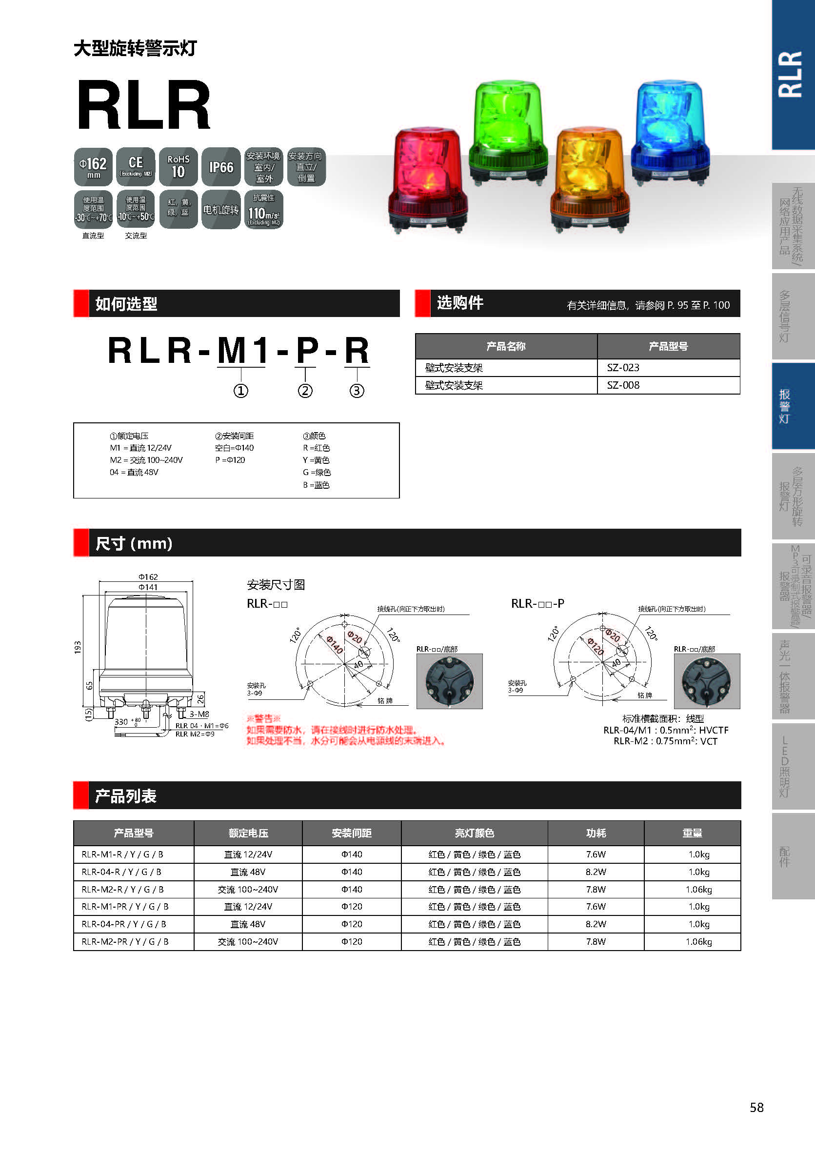 RLR LED 大型旋转报警灯Ø162