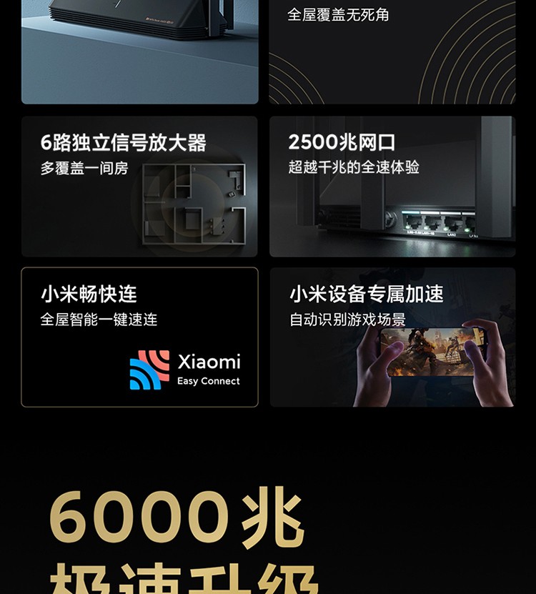 小米路由器AX6000 家用5G双频千兆WiFi6