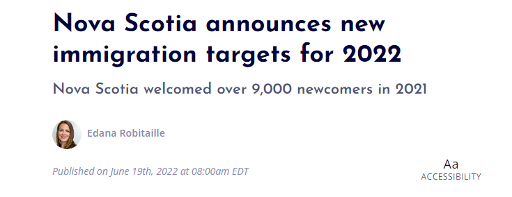 【加拿大】新斯科舍省宣布2022年最新移民目标！