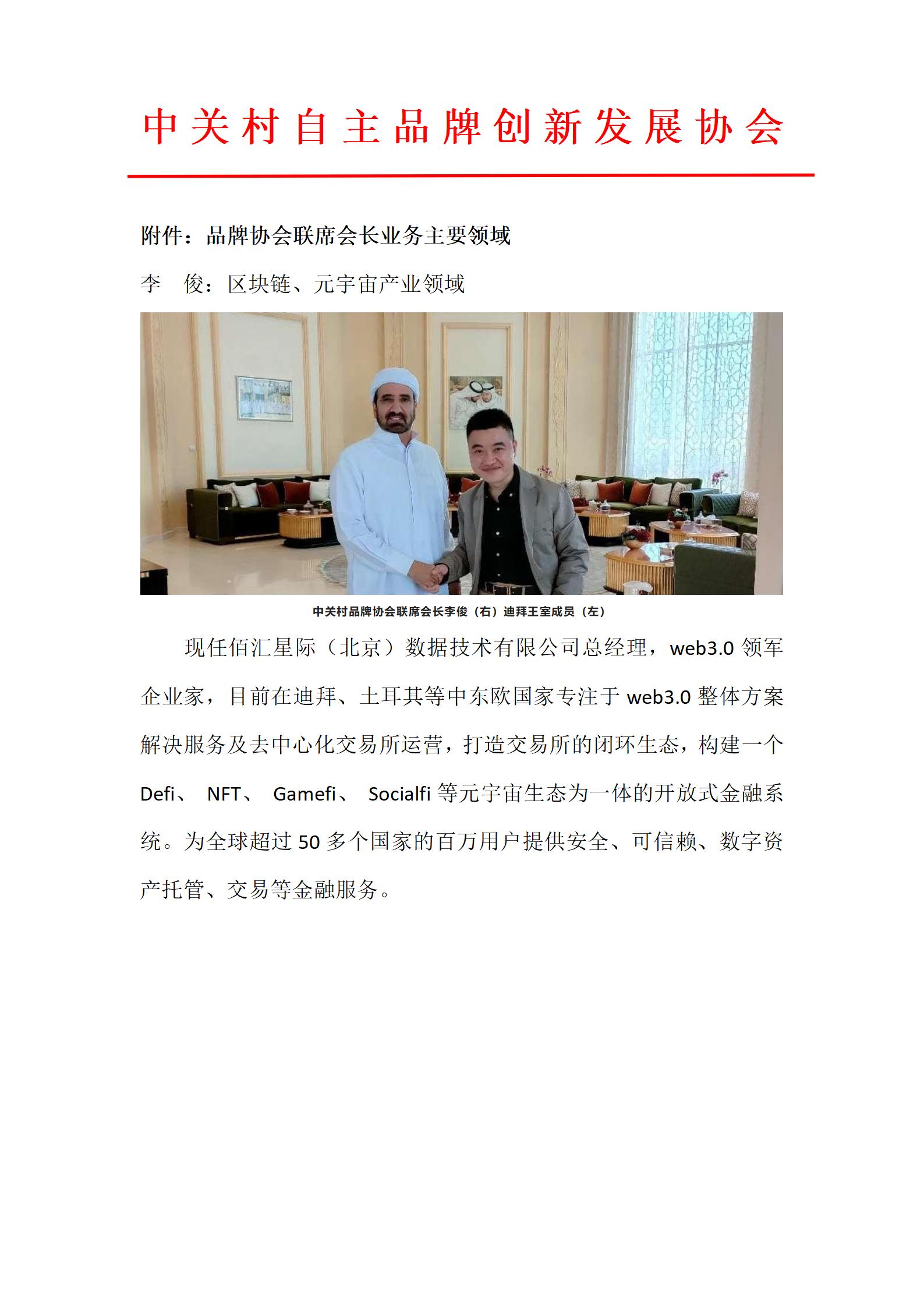 中关村自主品牌创新发展协会联席会长公示结果
