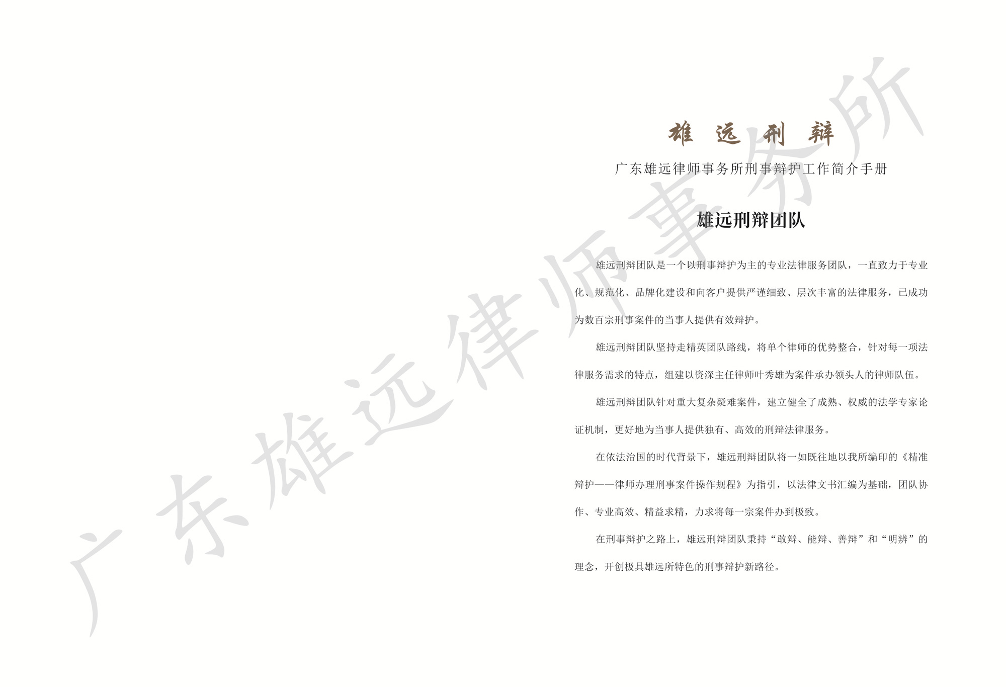 广东雄远律师事务所刑事辩护工作简介手册