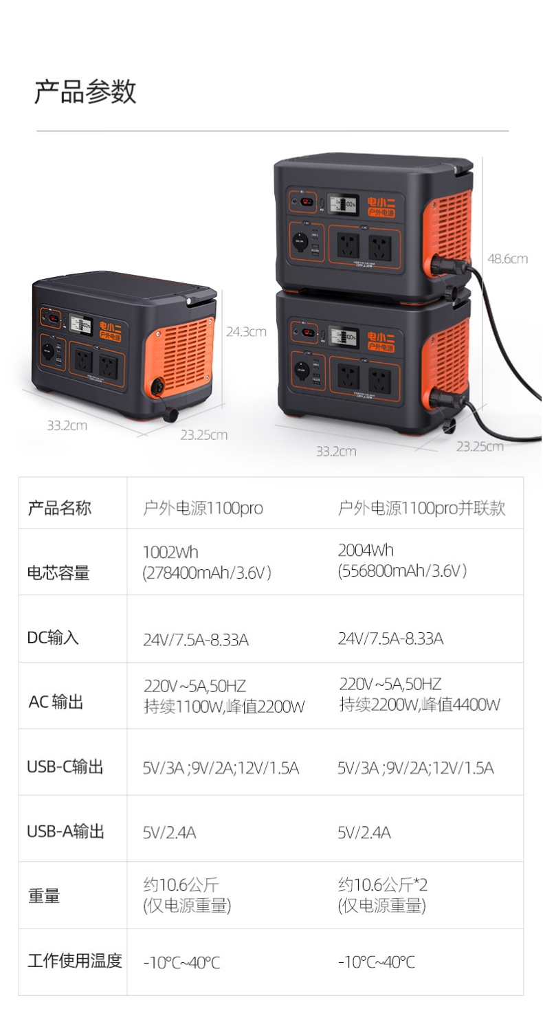 电小二户外电源 1100W 