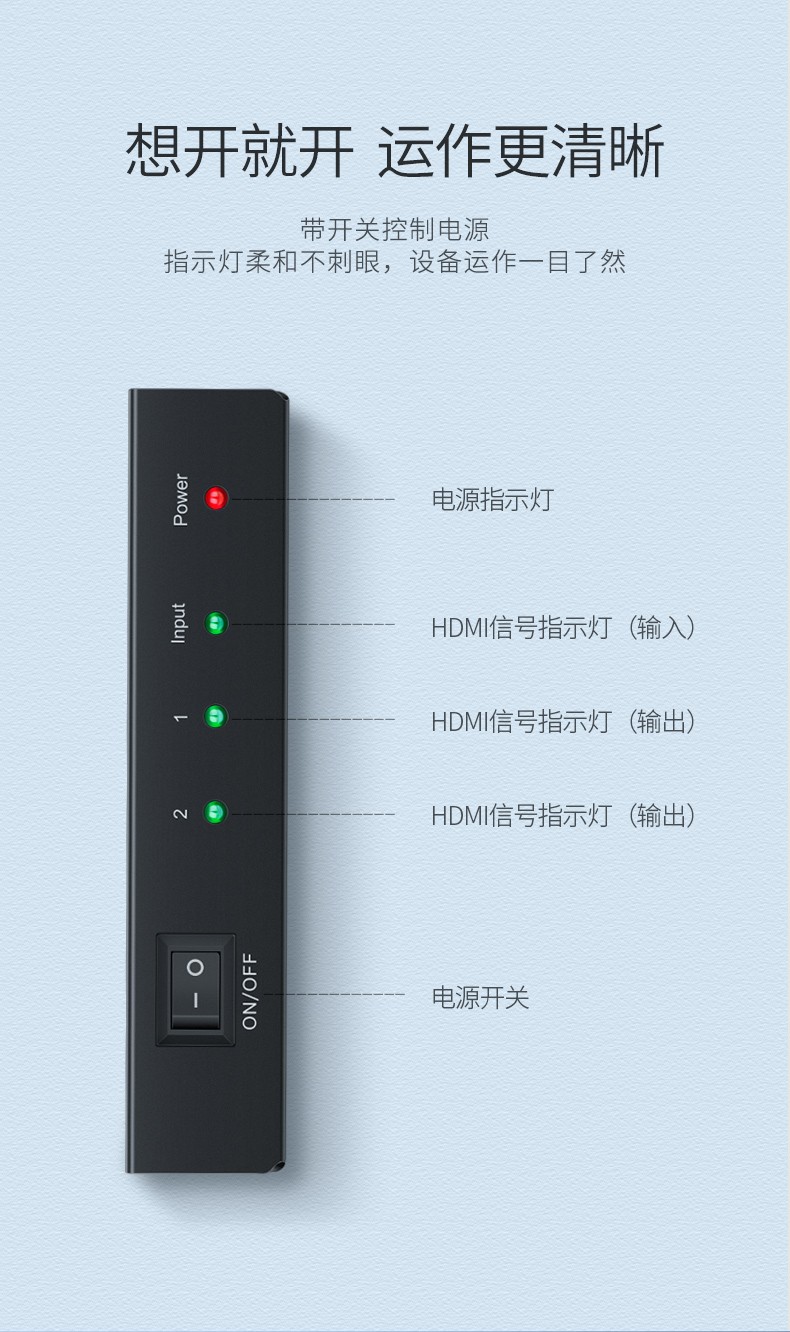 绿联 40201-HDMI（2口）分配器一进二出带电源适配器