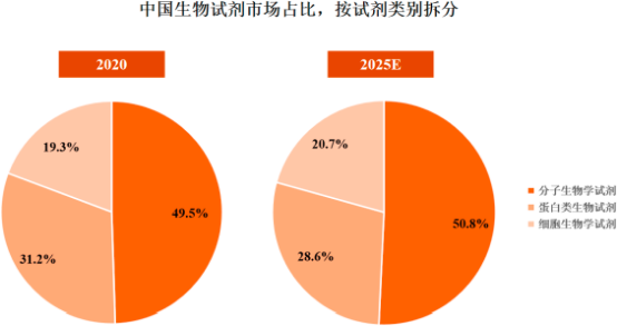 2022年生物试剂行业细分产品市场发展规模增长率分析及细分市场份额占比