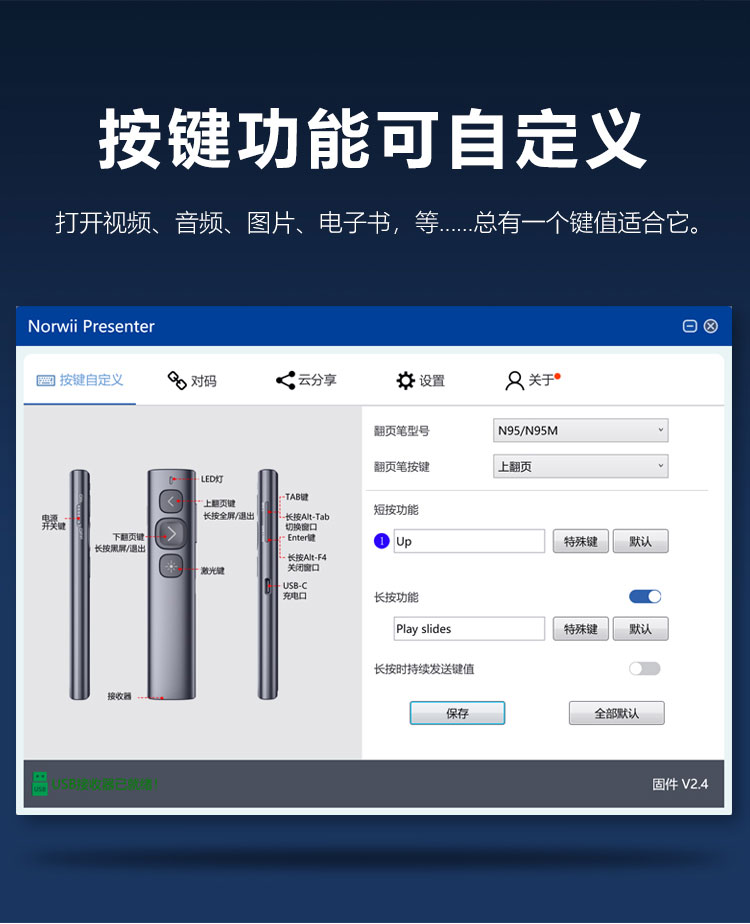 诺为N95-绿光-数字激光翻页笔