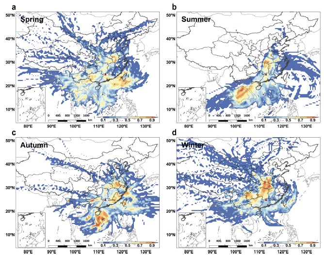Regional effect as a probe of atmospheric carbon dioxide reduction in southern China 