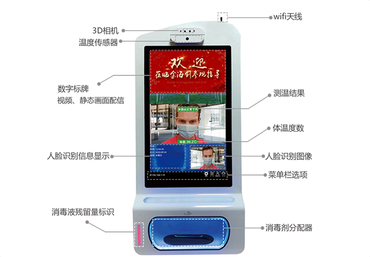 Face recognition disinfection advertising machine