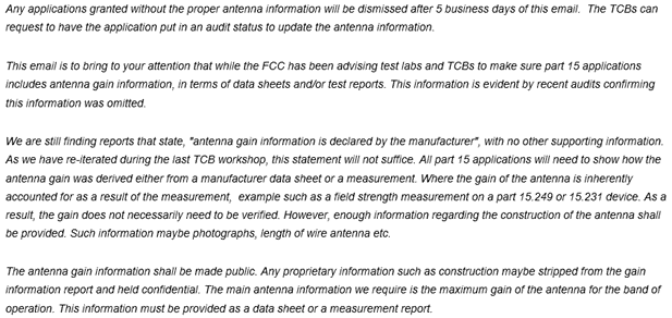  FCC关于提供天线信息的更新