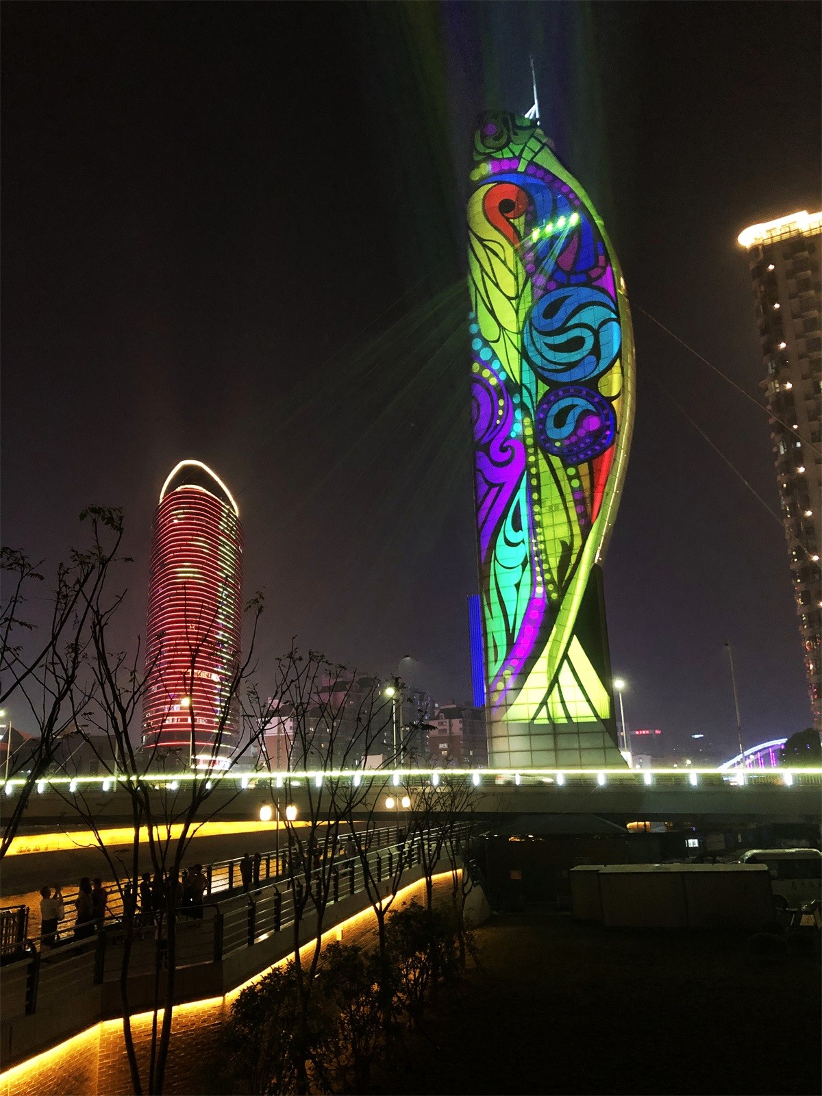 Wincomn participates in the projection of Linjiang bridge tower(1)(1)