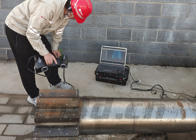 3D scanning of large mechanical gear shaft