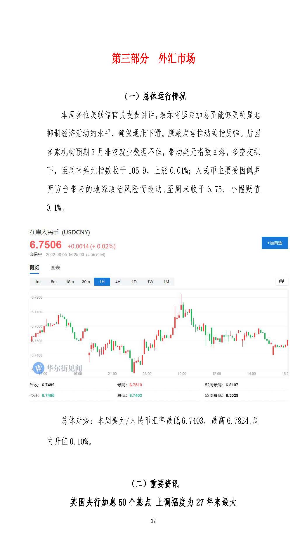 一周金融简讯20220808