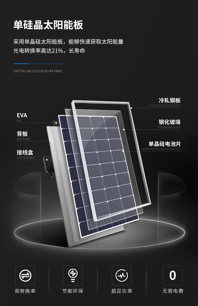 史福特云冠系列抗风耐寒定制一体化太阳能庭院灯30W60W园区路灯