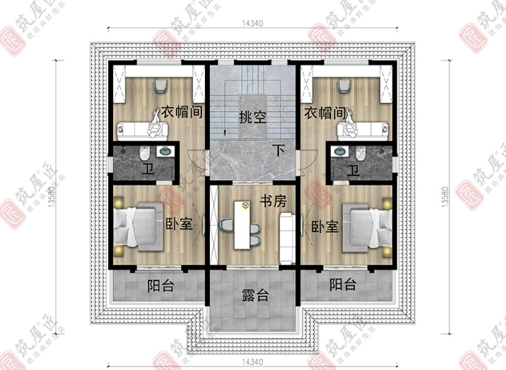 18×13米三层新中式别墅，超大客厅朗逸休闲空间