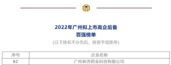 萬里挑一，揚帆起航 | 廣州新濟藥業(yè)入圍“2022年廣州擬上市高企后備百強榜單”