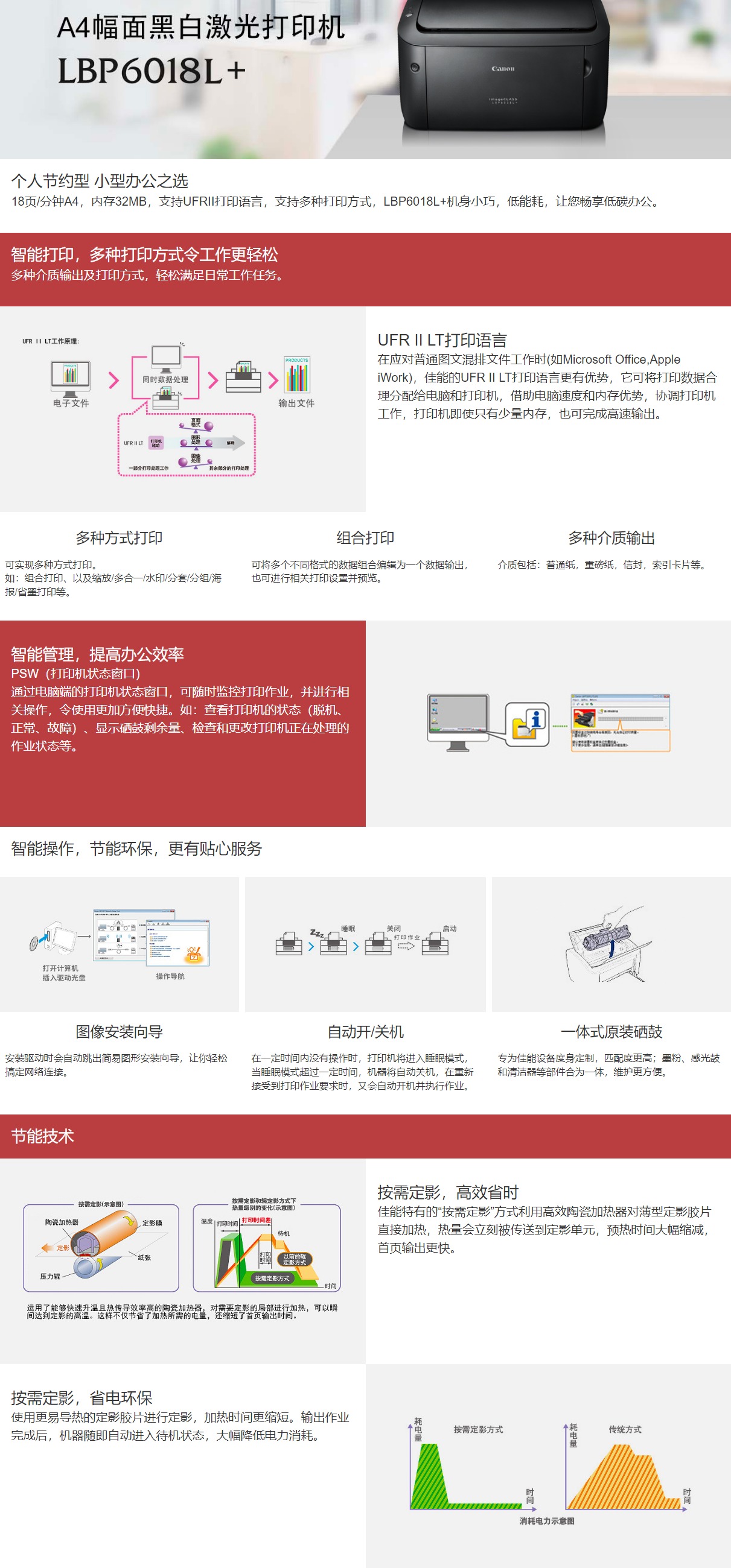  佳能 激光黑白打印机 LBP6018L+