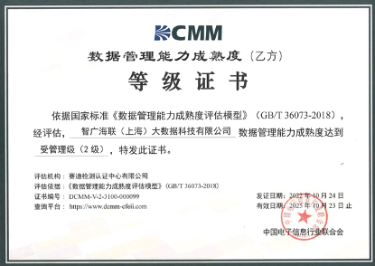 智广海联（上海）获DCMM 2级认证