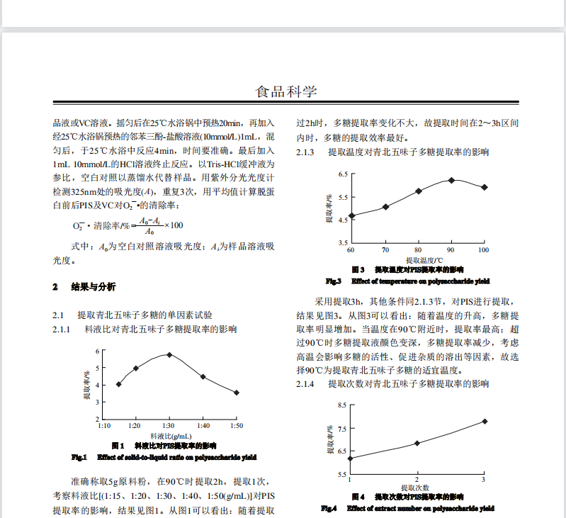 清北五味子多糖的提取及其抗氧化活性