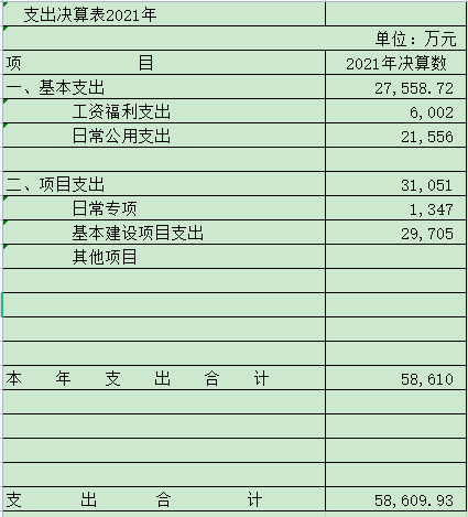 2021年支出决算表