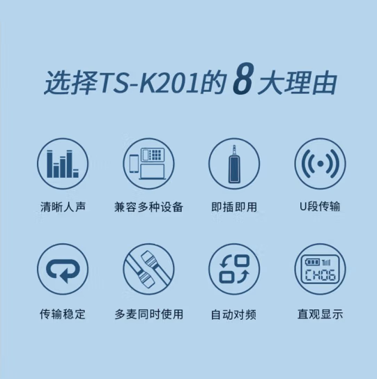 得胜 TS-K201 便携式无线麦克风 一拖一无线会议话筒