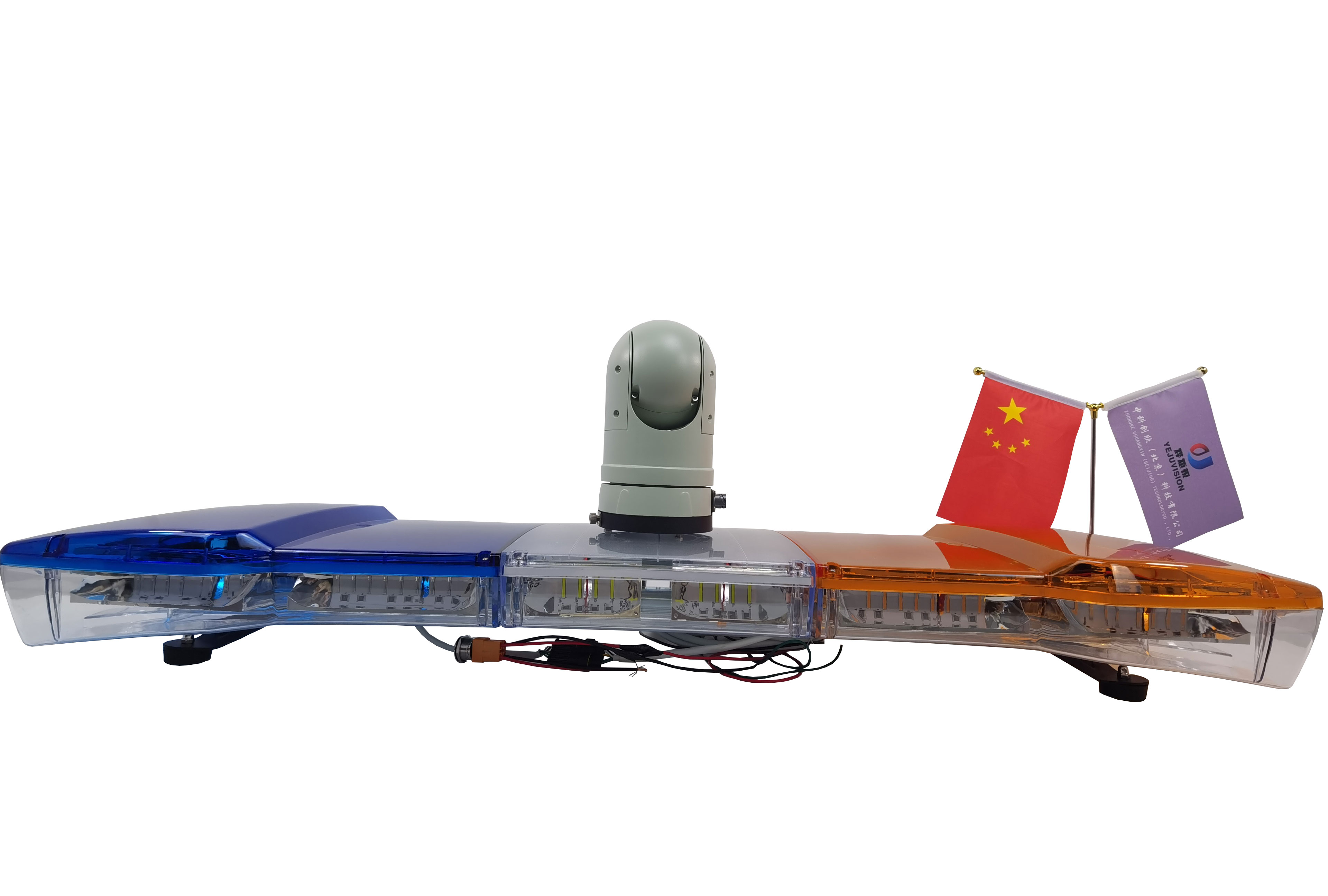小型车载云台摄像机搭配警灯