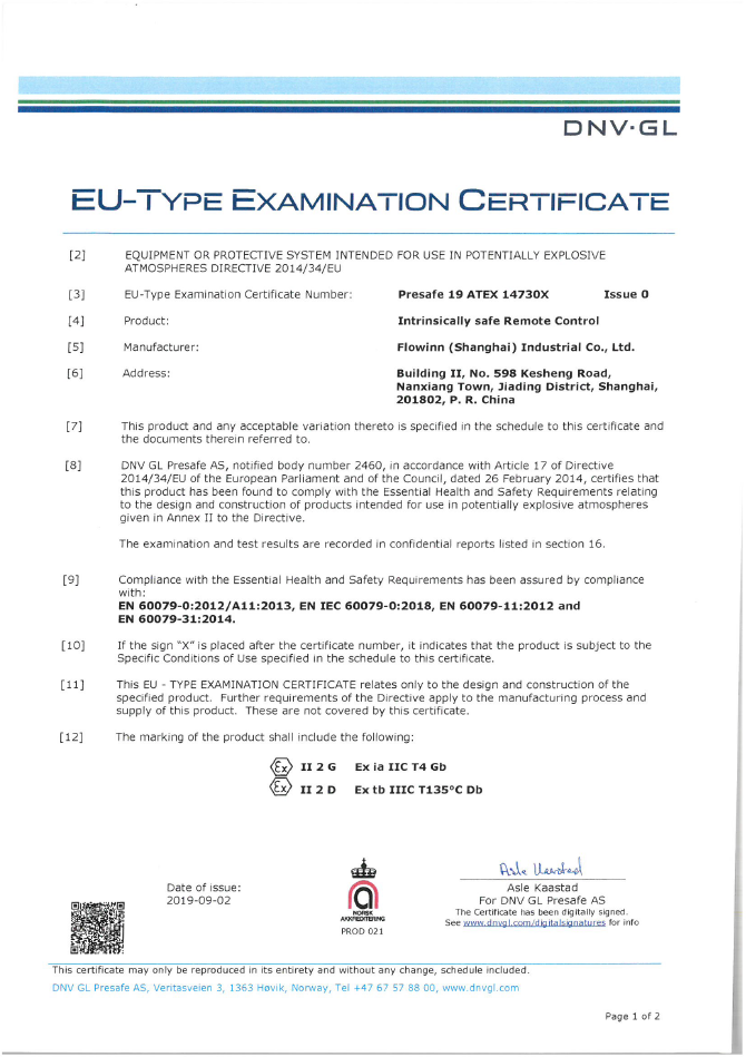 ATEX 證書