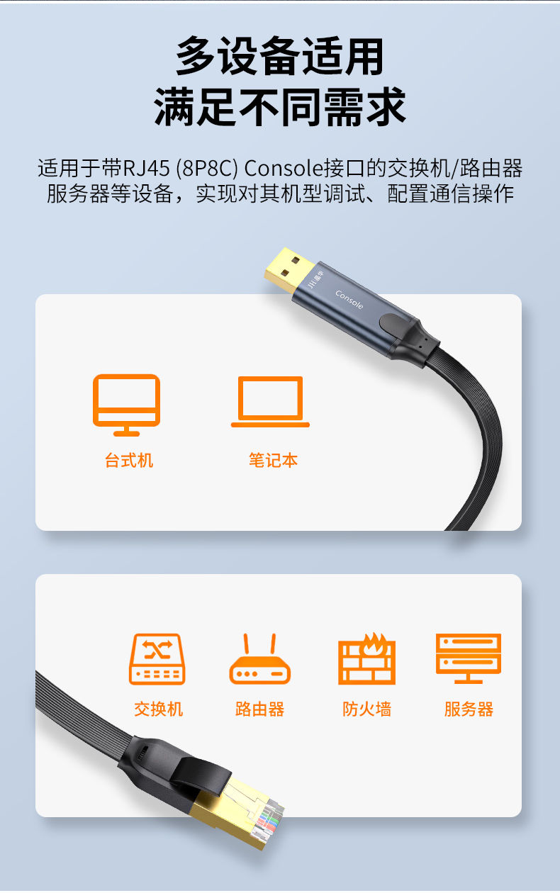 【Z205】晶华USB转RJ45网口USB转CONSOLE调试线交换机调试线