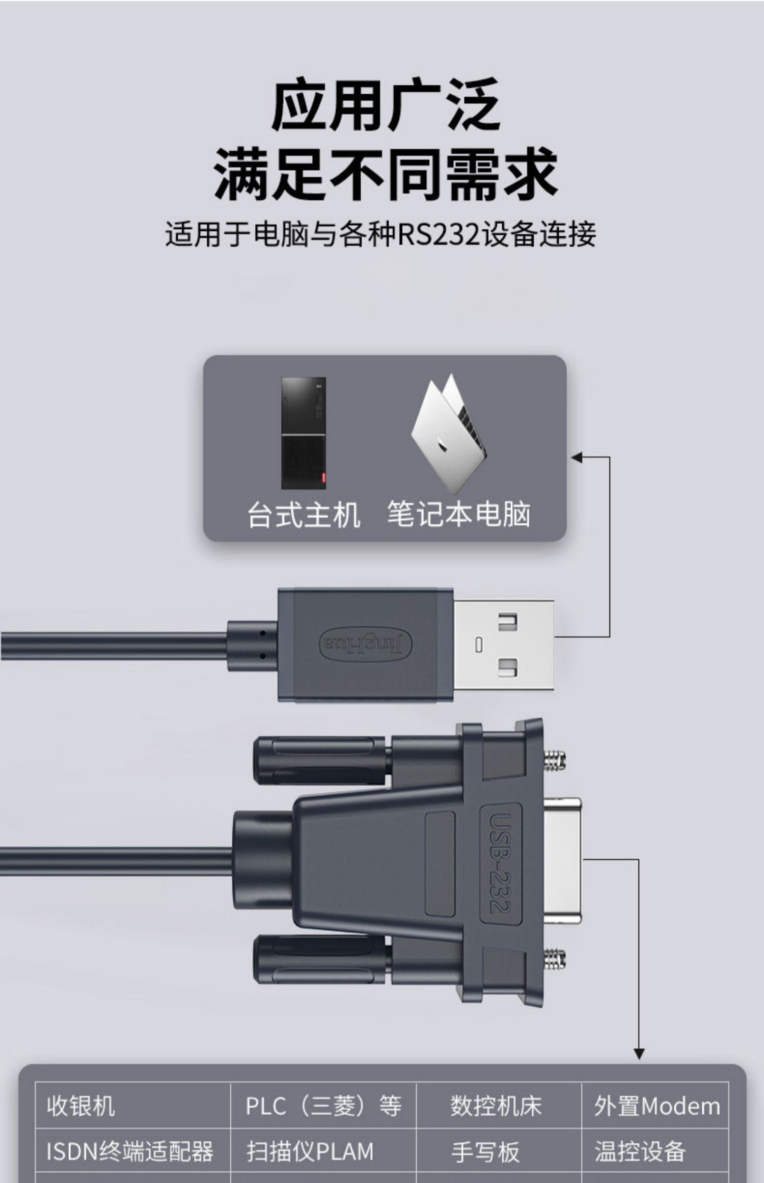 【Z170】晶华USB转9孔数据线USB转串口1.2米