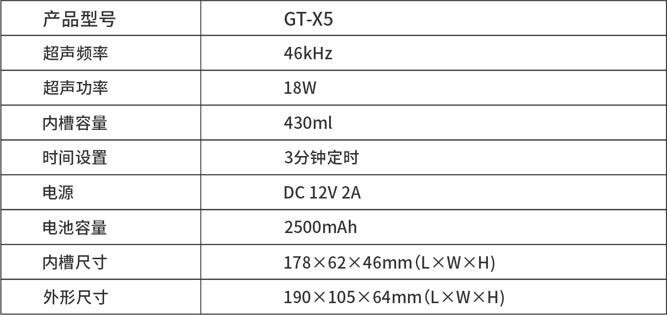 GT-X5 充电型超声波清洗机