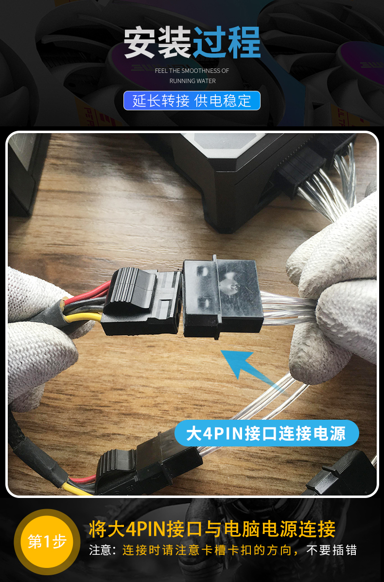 【镀锡铜P8】双4P转P8（6pin）显卡电源线(主板不可用）