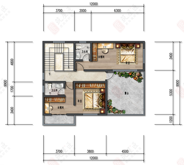 新中式风格怎么设计？筑屋匠占地140平三层别墅图纸，带地下室