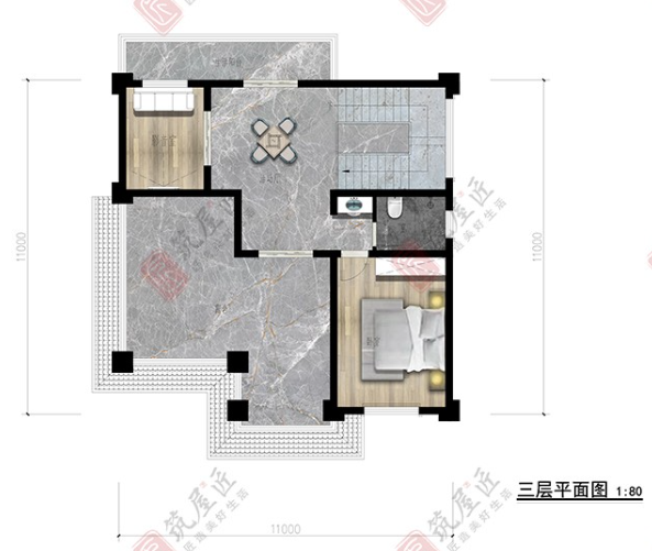 11×11米简欧三层别墅，筑屋匠5室3厅户型设计，超大浪漫套间生活