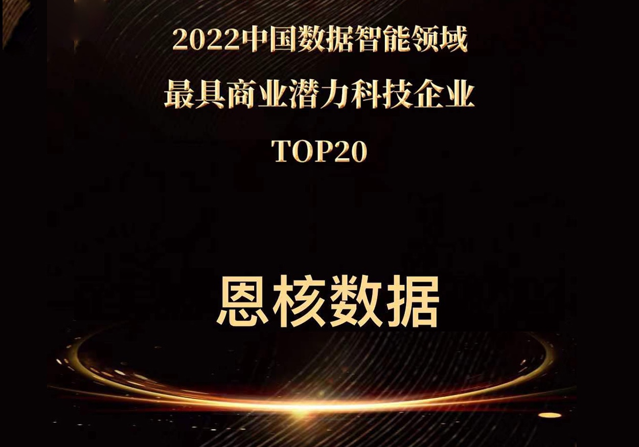 喜报！恩核荣获“中国数据智能领域最具商业潜力科技企业TOP20”