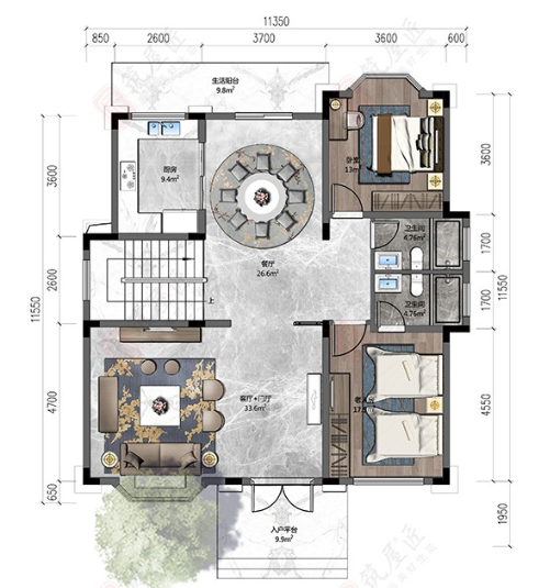 11×11米欧式三层别墅，筑屋匠7室4厅设计，高颜值超实用图纸