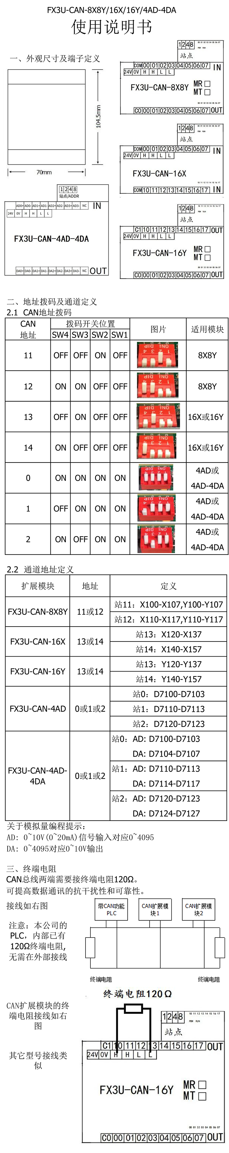 FX3U-CAN-4AD/4DA