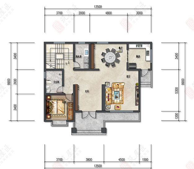 13×9米新中式四层别墅，筑屋匠8室4厅带地下室设计，打造美好生活