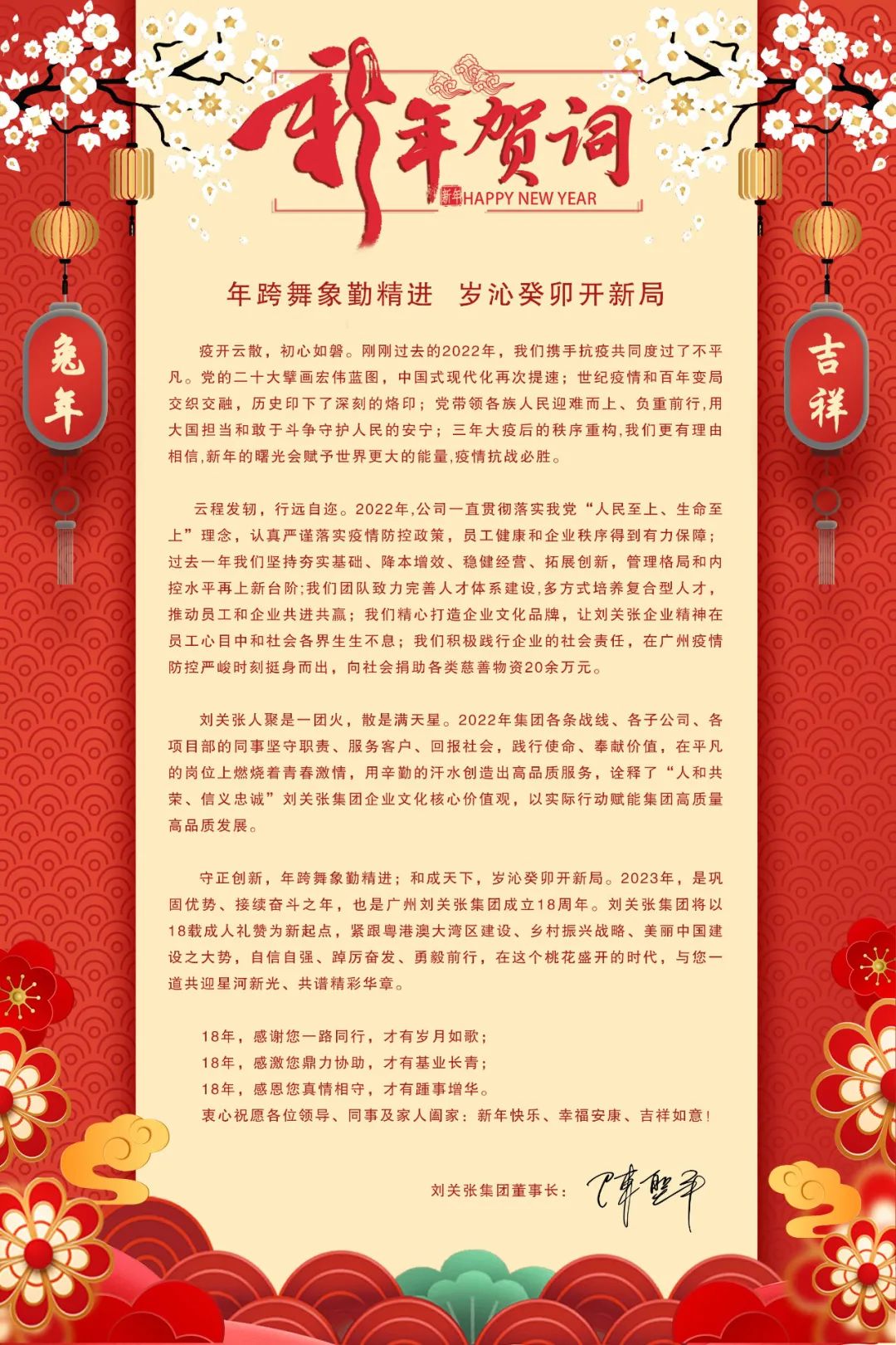 劉關張集團2023年新年賀詞