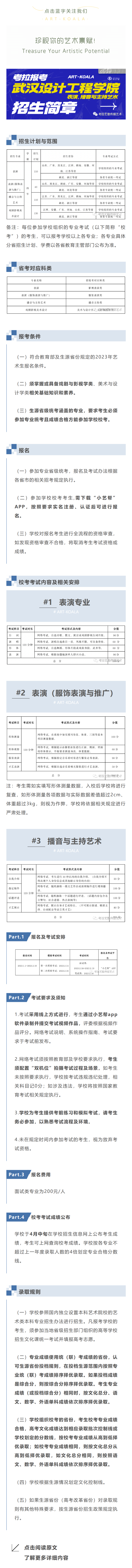 考拉报考 | 武汉设计工程学院表演、播音与主持艺术专业 2023年招生简章