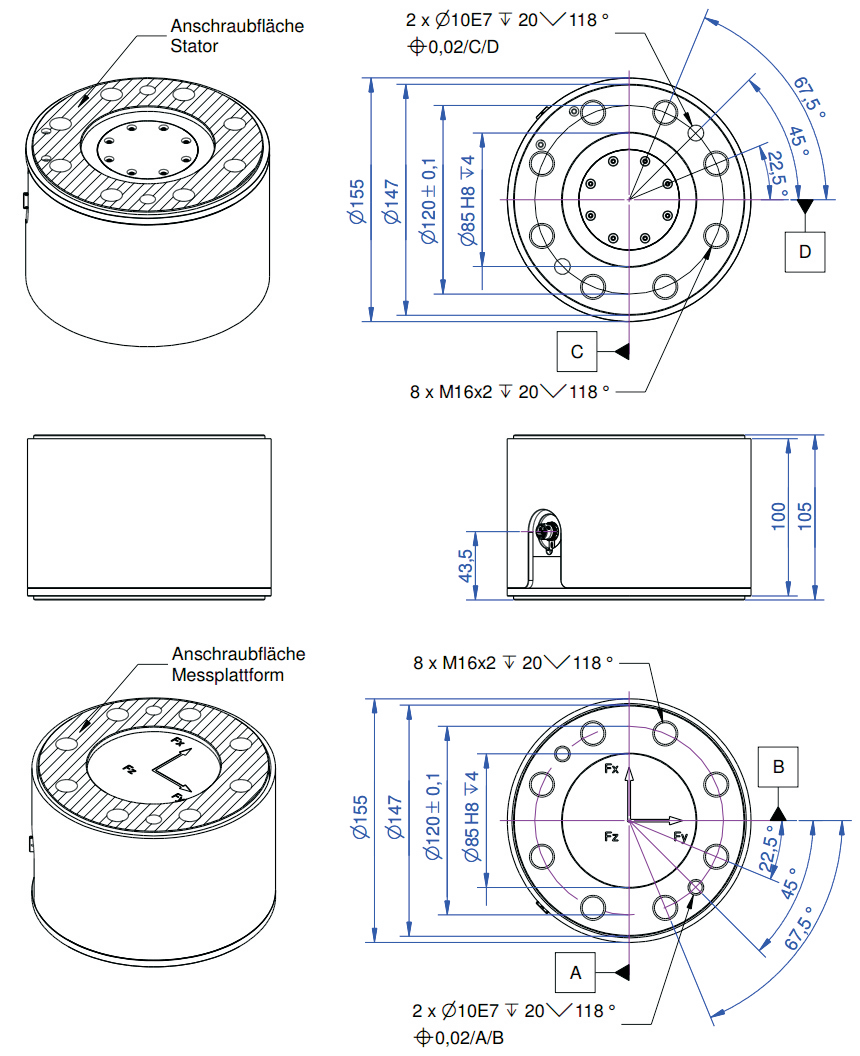 3KA155三分量力傳感器