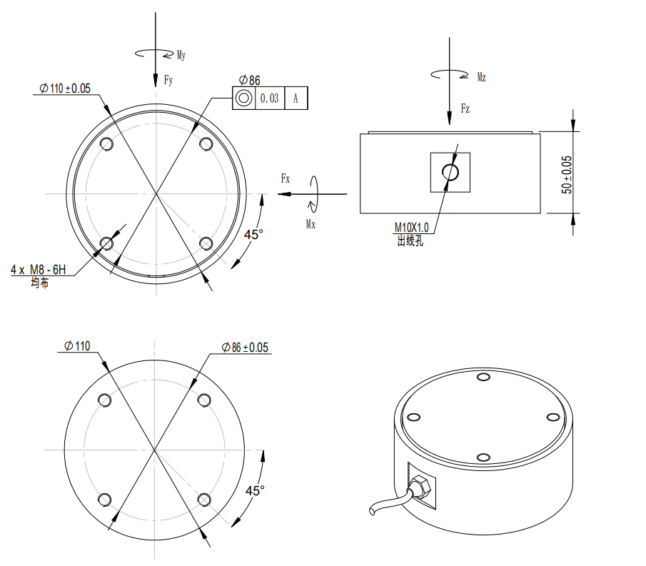 6KA110六分量力傳感器