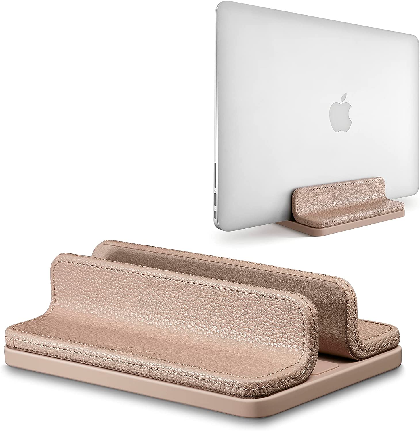 Leather single slot stand laptop stand