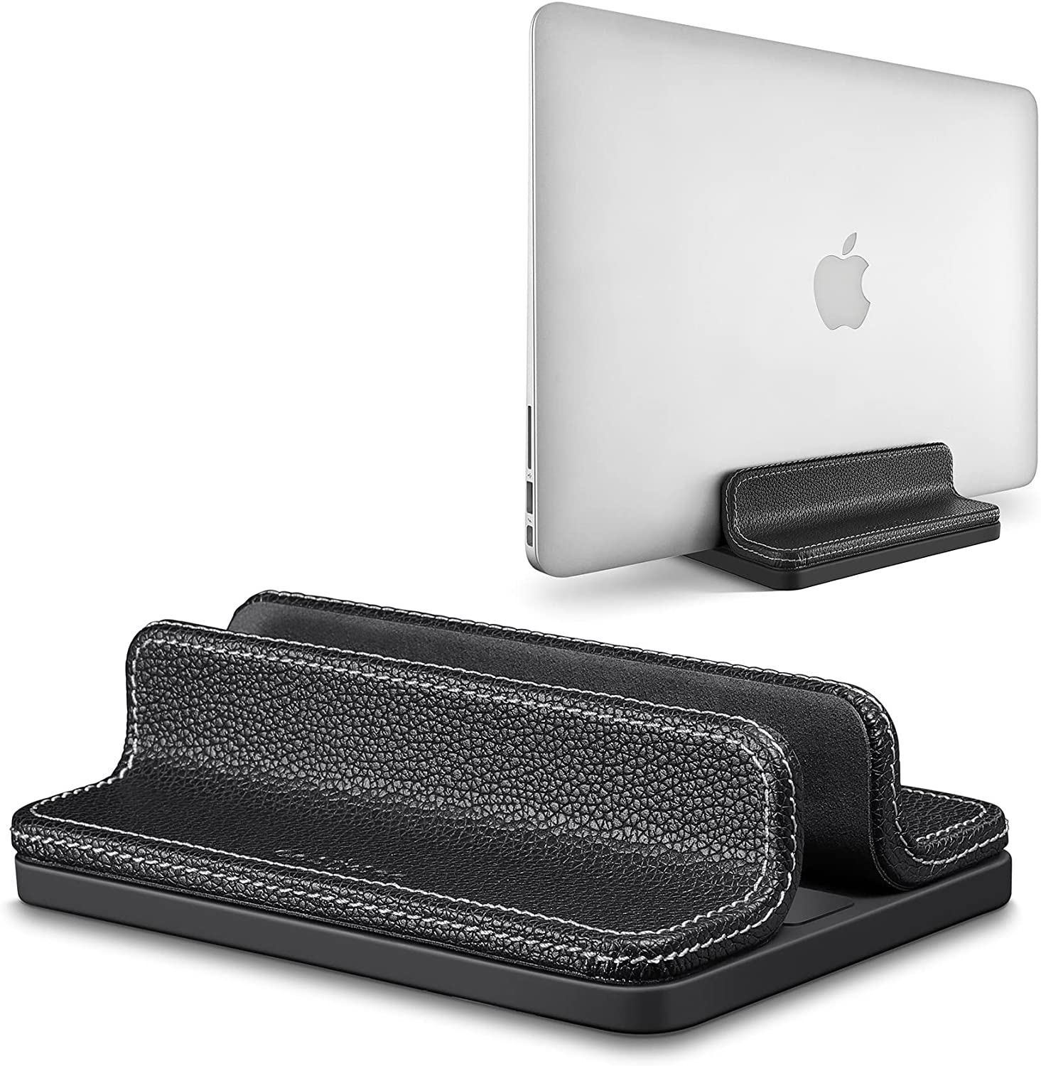 Leather single slot stand laptop stand